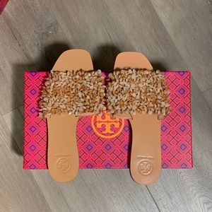 Tory Burch slippers with beaded design!